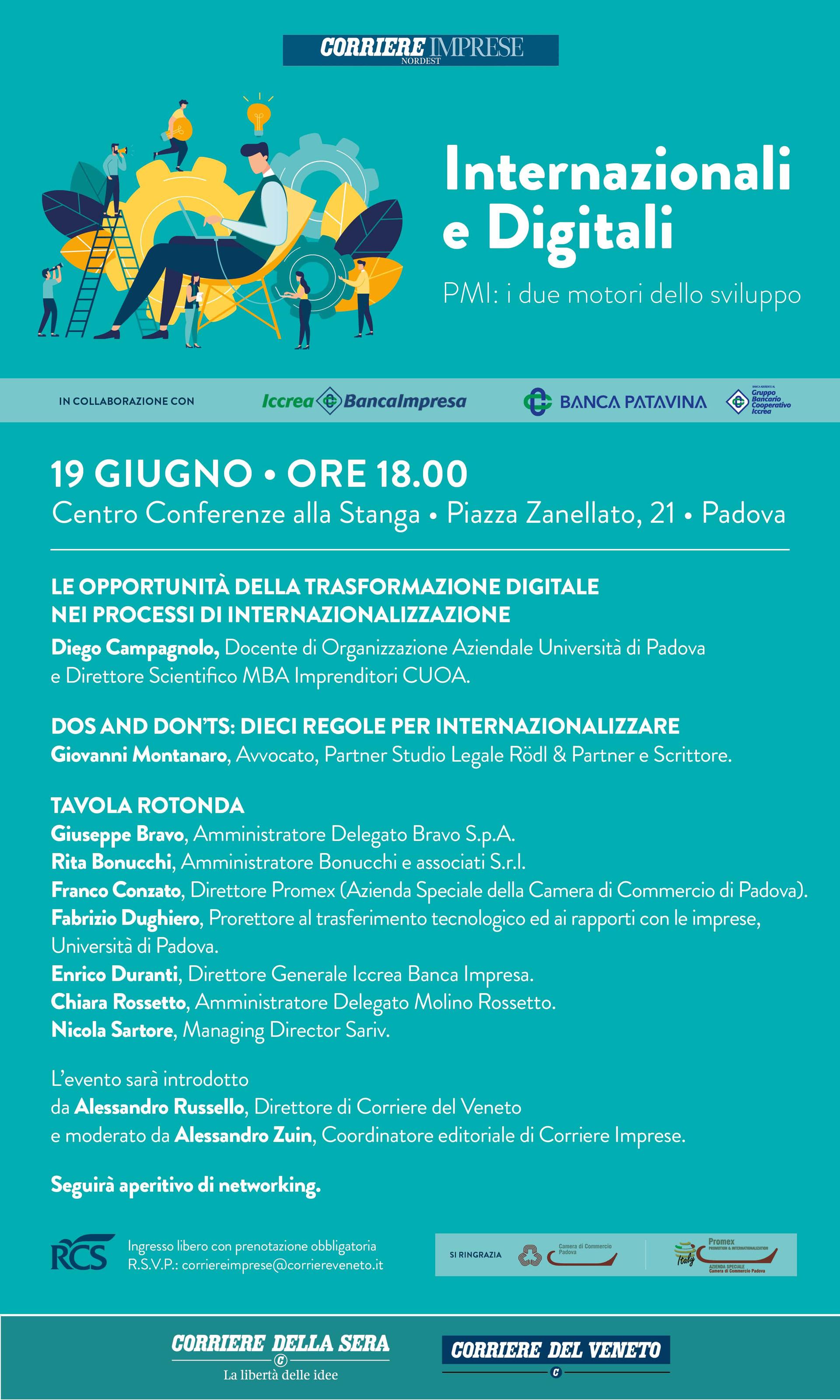 Incontro gratuito | Internazionali e Digitali - PMI: i due motori dello sviluppo (Padova, 19 giugno 2019)