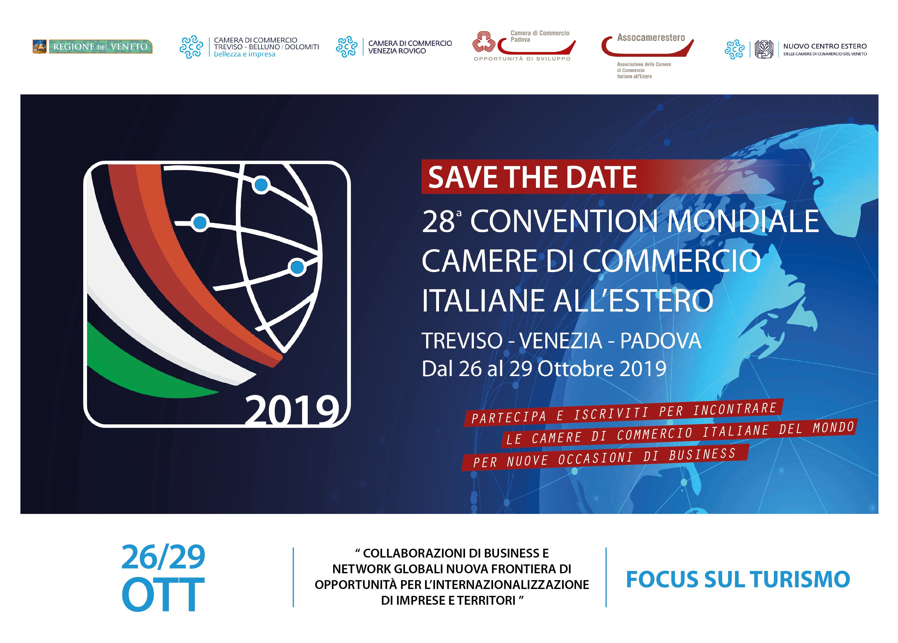 SAVE THE DATE - 28^ Convention mondiale delle CCI all'estero (Treviso-Venezia-Padova 26-29 ottobre 2019)